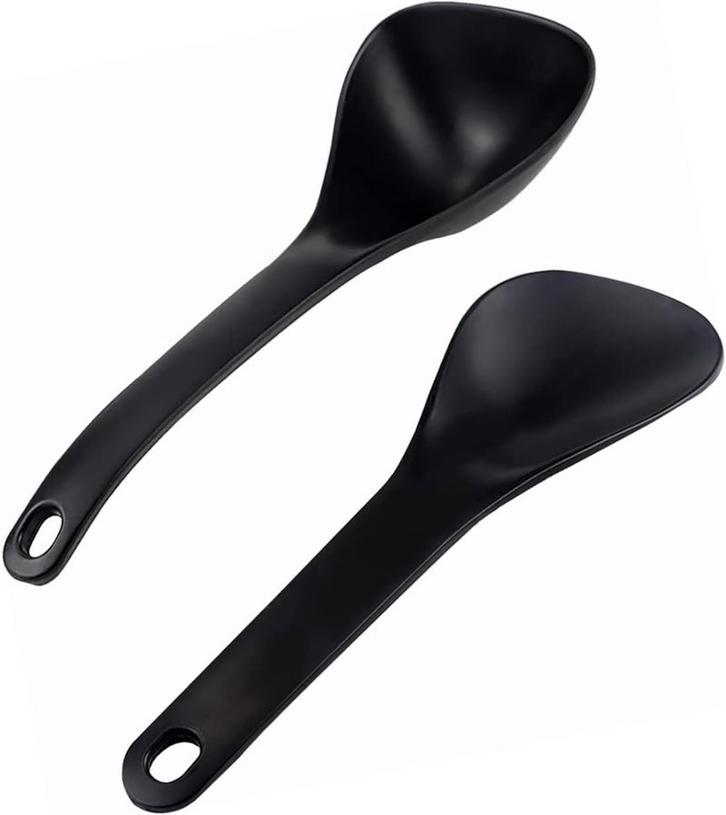 Comicfs 2Pcs Rice Paddle, Soup Spoon, Non-stick Heat- resistant Rice Spoon Scooper Spatula, Rice Paddle, Rice Cooker Spoons, Serving Spoons for Grains, Soup Mashed Potato (Black) - Image 1